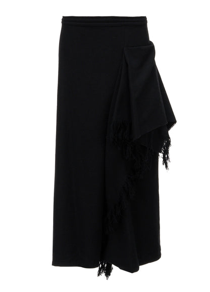 WOOL BLEND KERSEY FRINGE FLARE PANTS