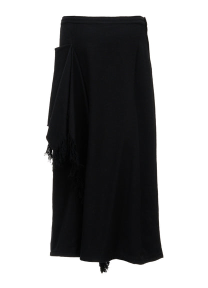 WOOL BLEND KERSEY FRINGE FLARE PANTS