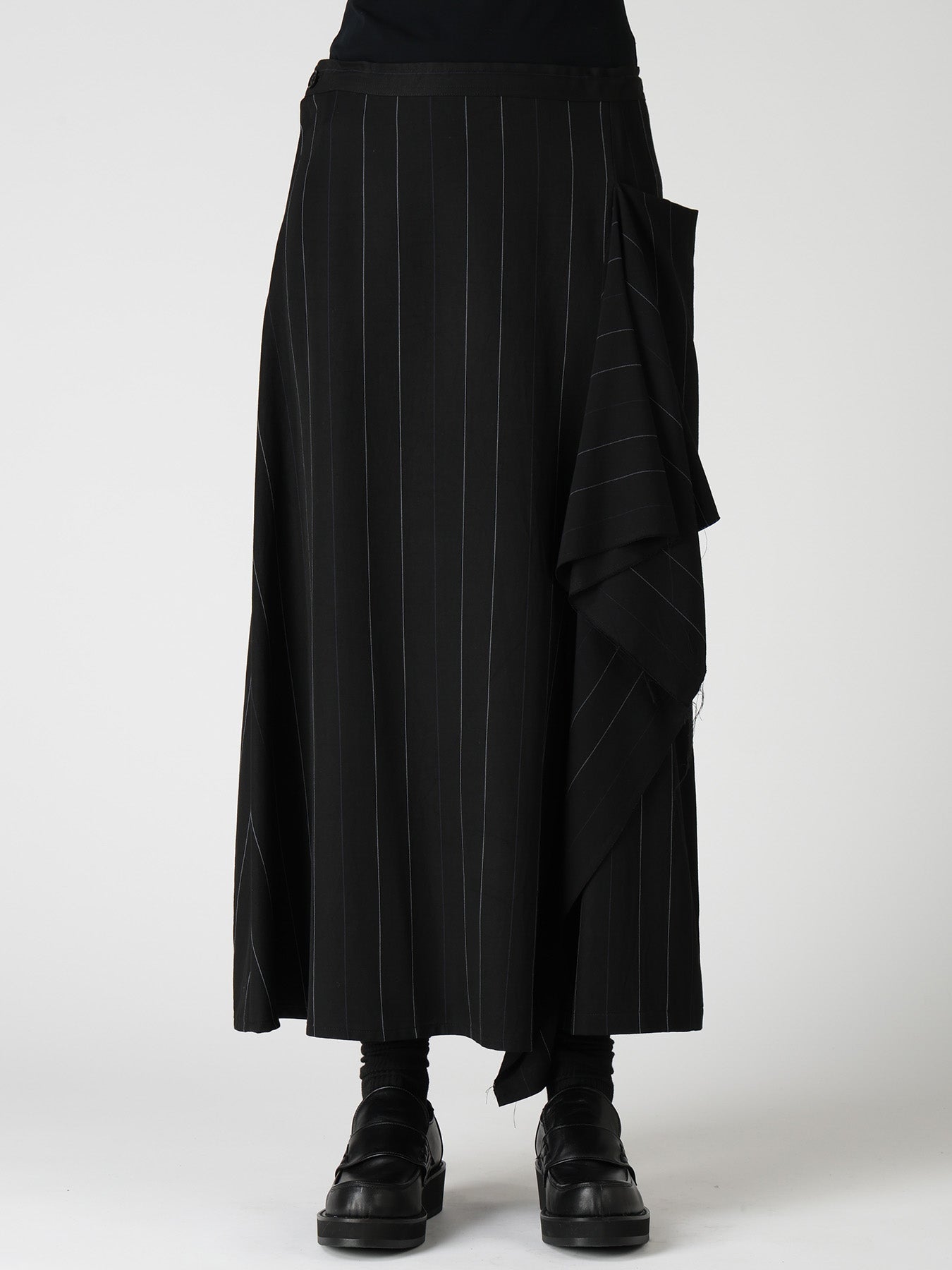 PINSTRIPE DRAPE FLARE PANTS