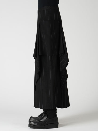 PINSTRIPE DRAPE FLARE PANTS