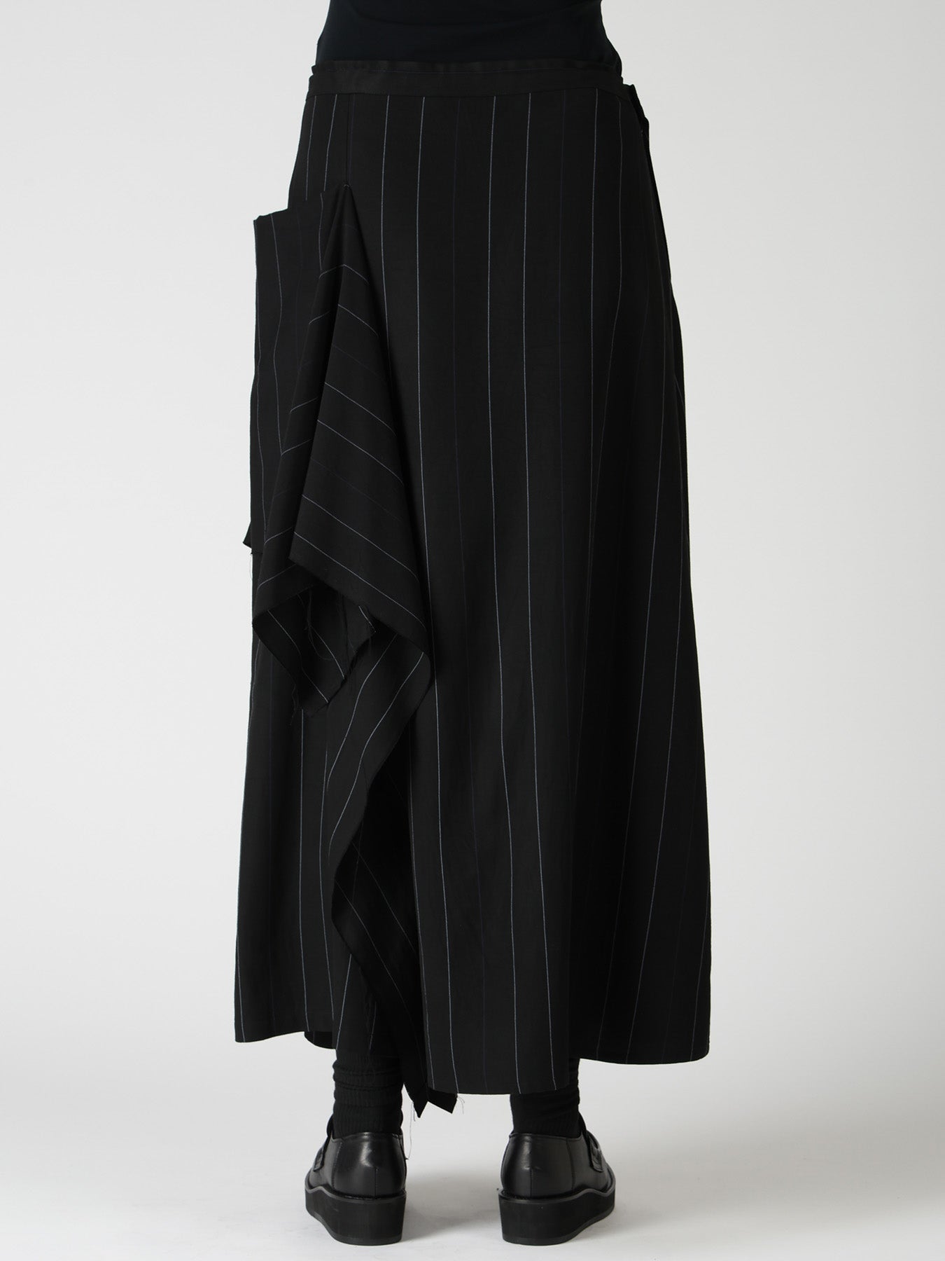 PINSTRIPE DRAPE FLARE PANTS