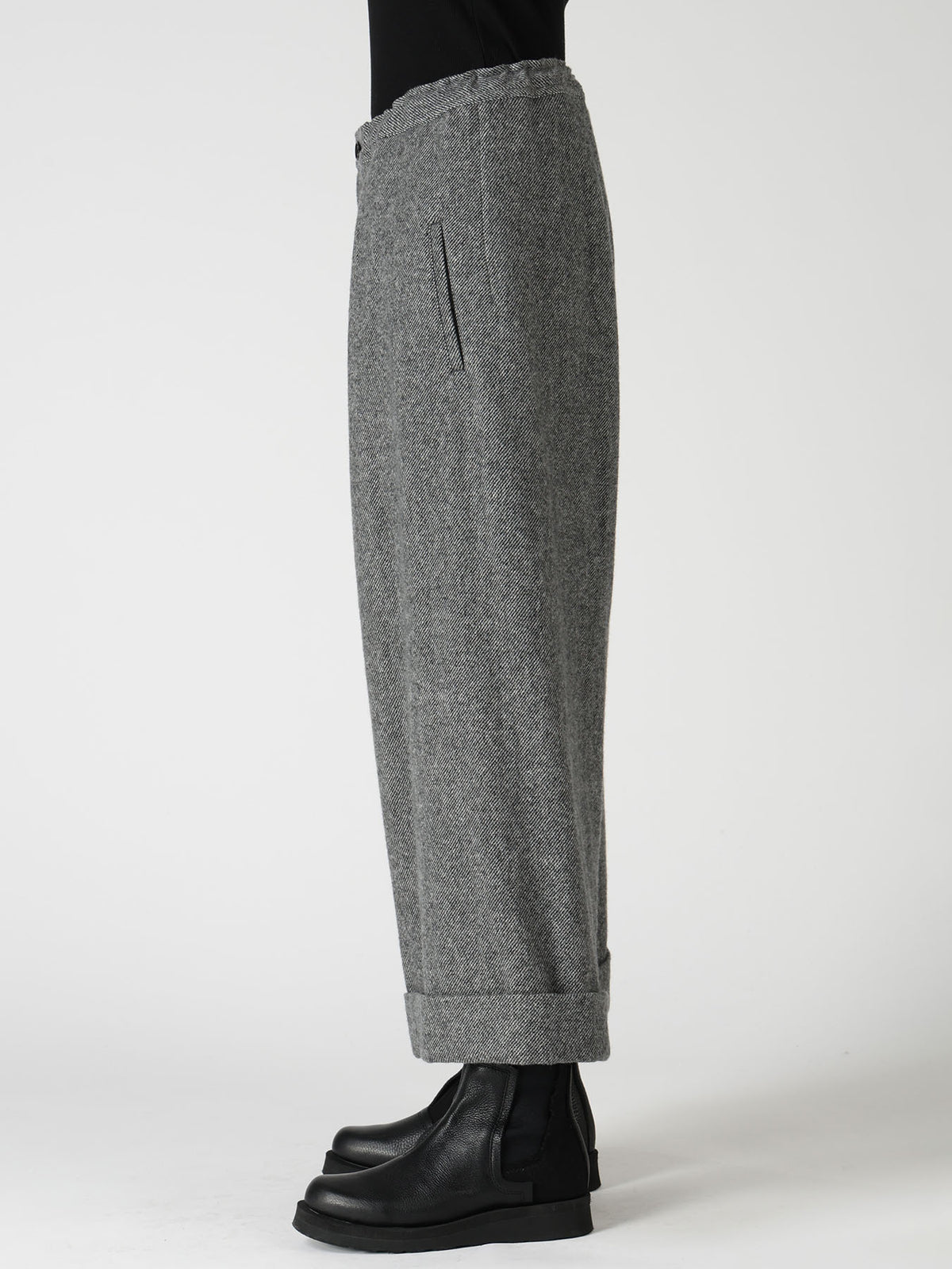 TWILL FLANNEL FRONT CUFFED PANTS