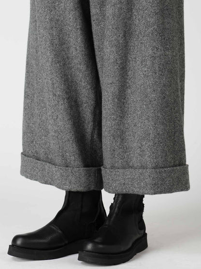 TWILL FLANNEL FRONT CUFFED PANTS