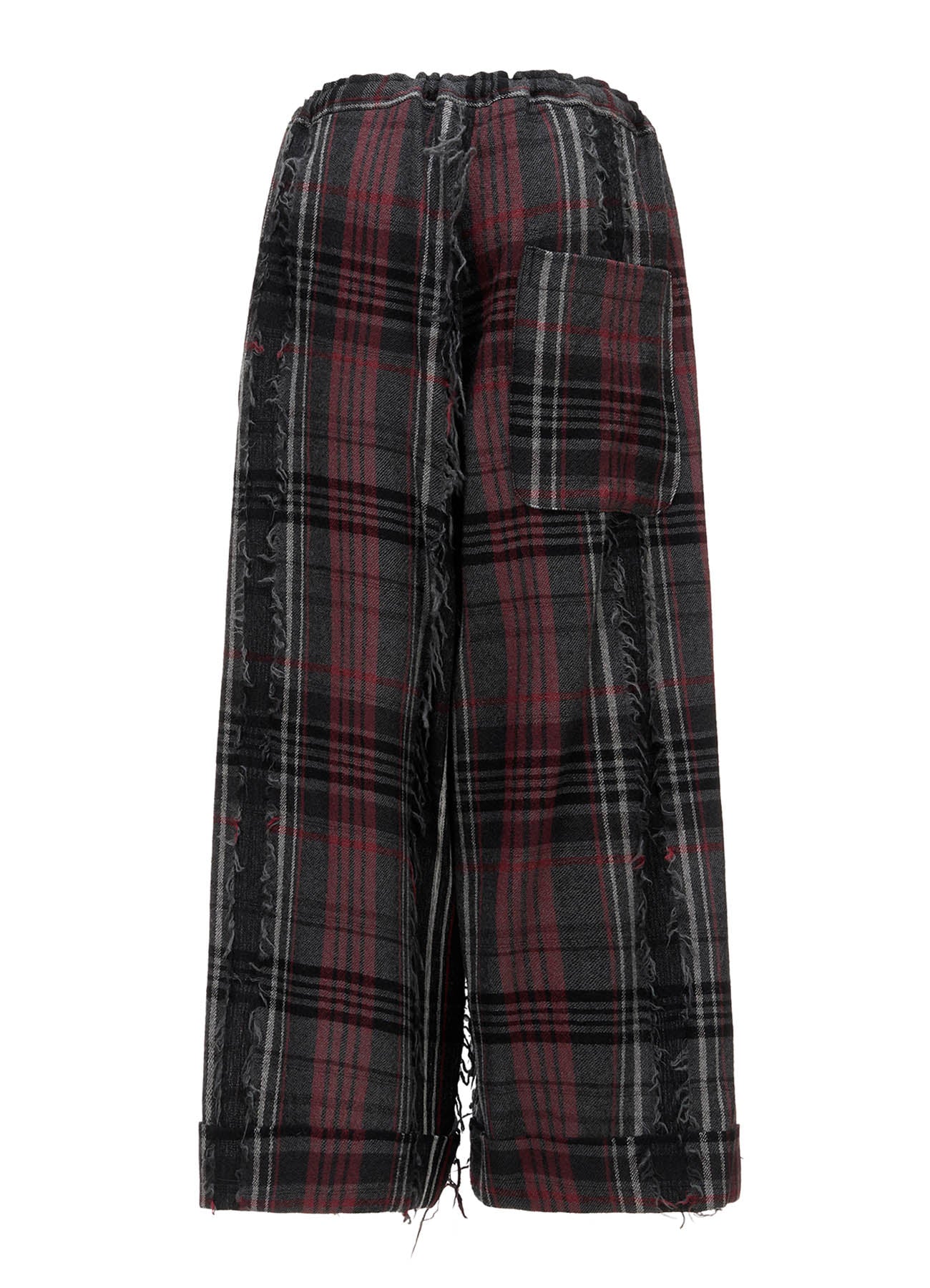 WOOL PLAID CUT JACQUARD FRONT TUCK TURN-UP PANTS – THE SHOP YOHJI