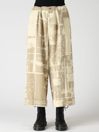 WOOL BLEND HERRINGBONE FRONT CUFFED PANTS