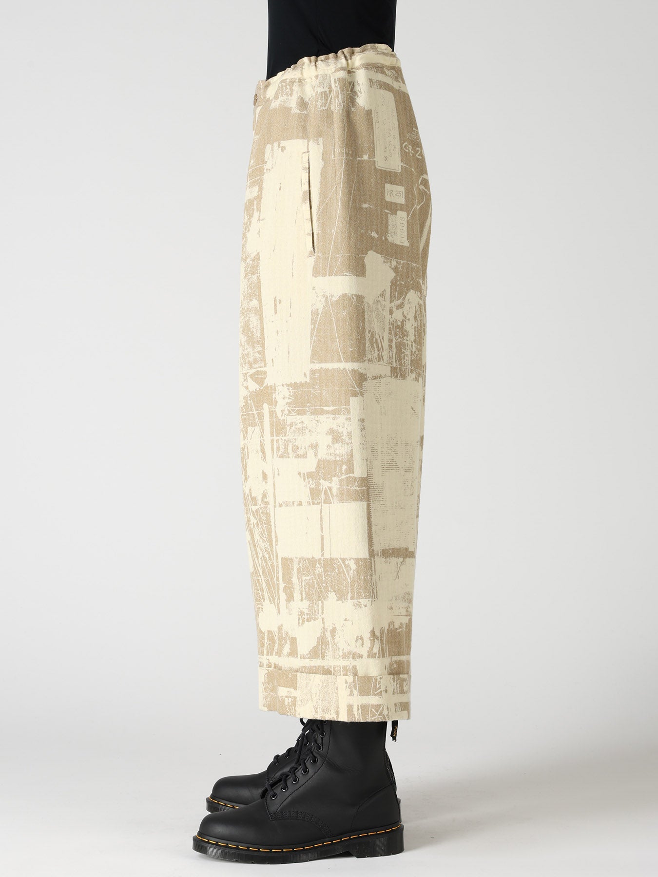 WOOL BLEND HERRINGBONE FRONT CUFFED PANTS