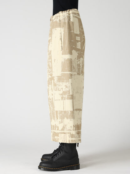 WOOL BLEND HERRINGBONE FRONT CUFFED PANTS