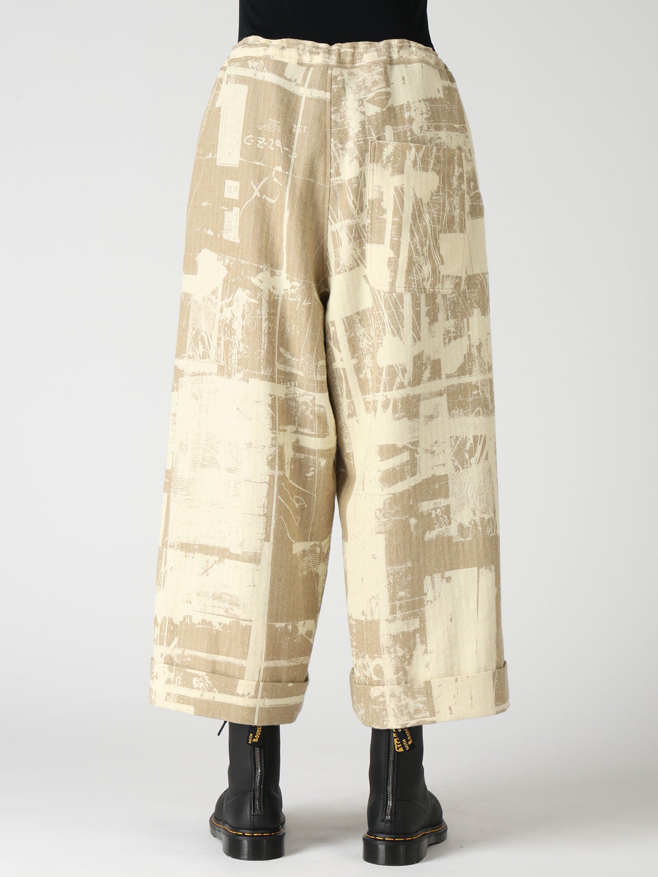 WOOL BLEND HERRINGBONE FRONT CUFFED PANTS