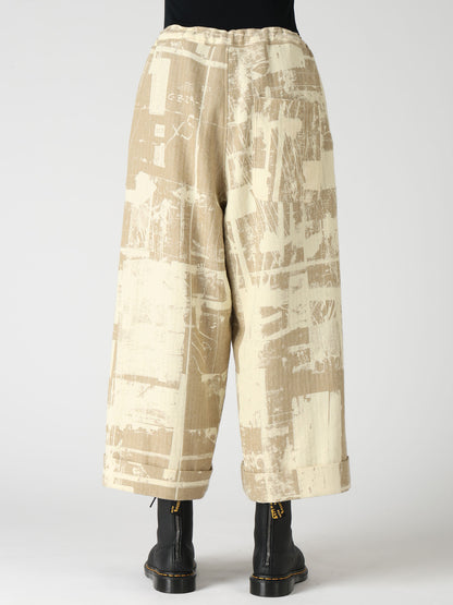 WOOL BLEND HERRINGBONE FRONT CUFFED PANTS