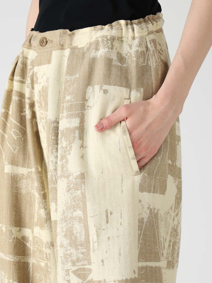 WOOL BLEND HERRINGBONE FRONT CUFFED PANTS