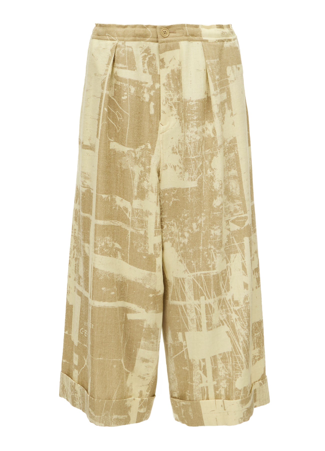 WOOL BLEND HERRINGBONE FRONT CUFFED PANTS