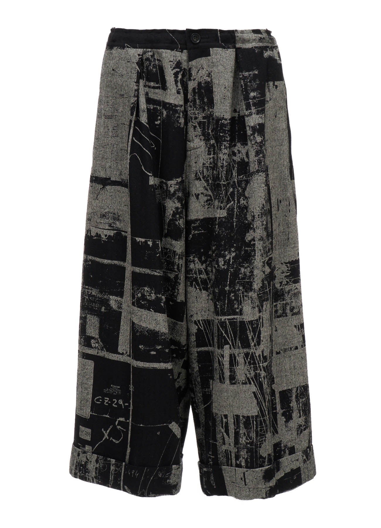 WOOL BLEND HERRINGBONE FRONT CUFFED PANTS