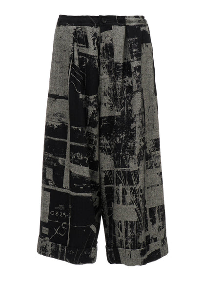 WOOL BLEND HERRINGBONE FRONT CUFFED PANTS