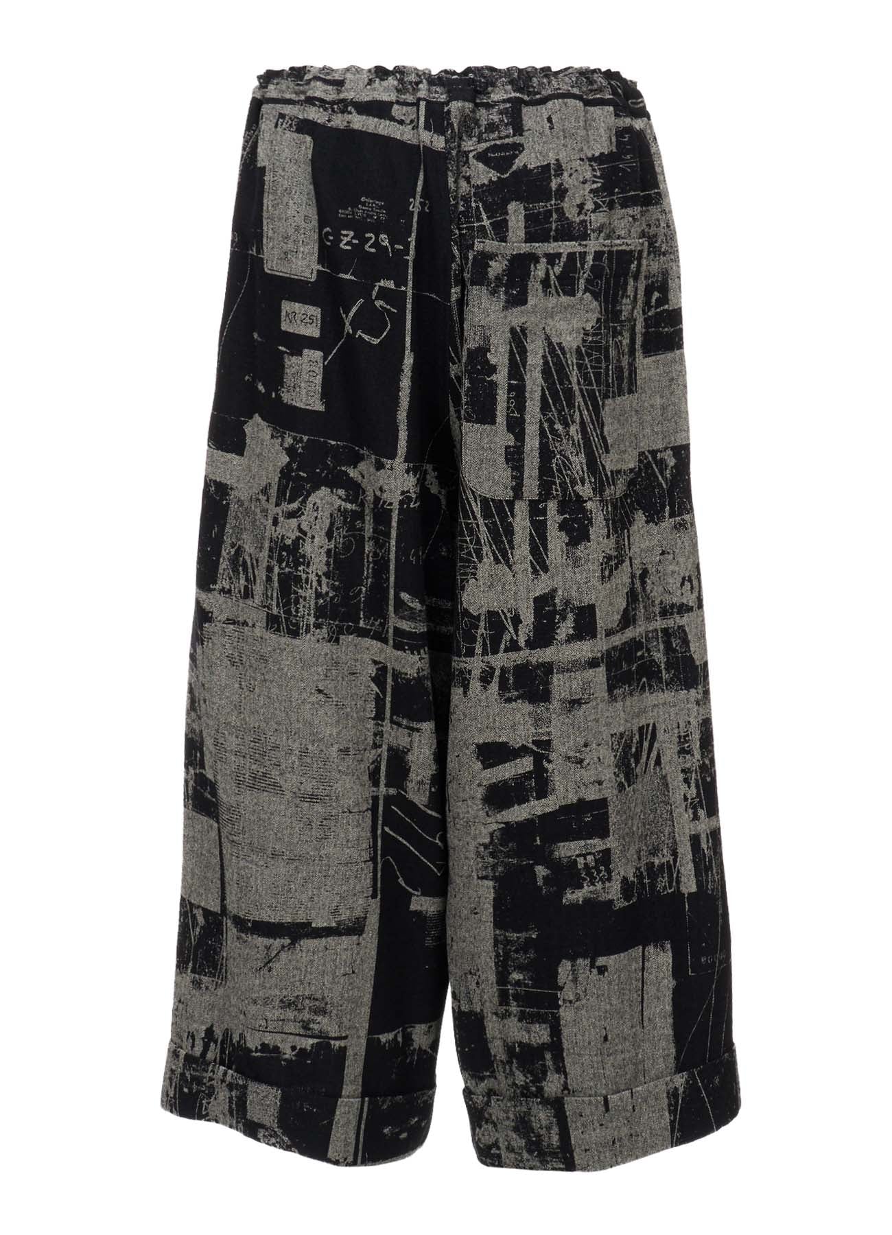 WOOL BLEND HERRINGBONE FRONT CUFFED PANTS