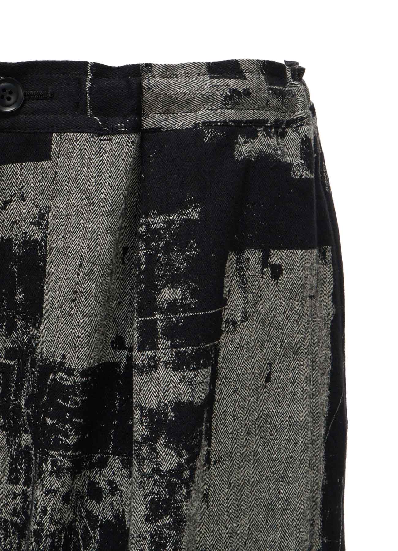 WOOL BLEND HERRINGBONE FRONT CUFFED PANTS