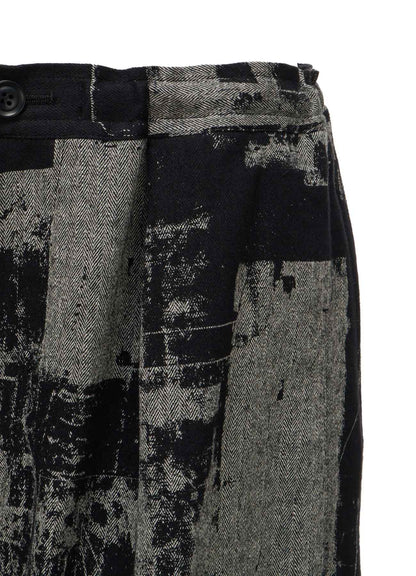 WOOL BLEND HERRINGBONE FRONT CUFFED PANTS
