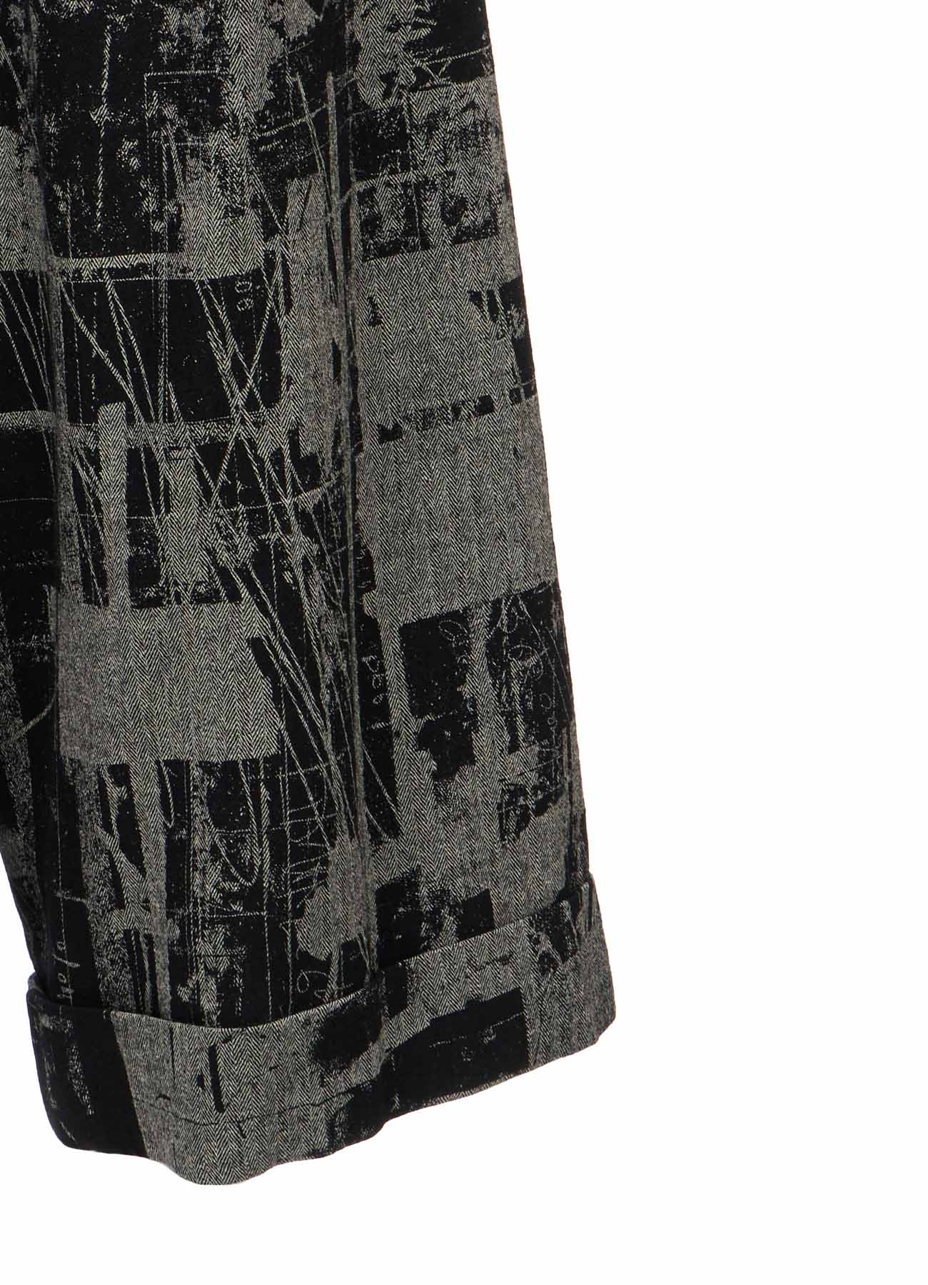WOOL BLEND HERRINGBONE FRONT CUFFED PANTS