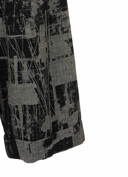 WOOL BLEND HERRINGBONE FRONT CUFFED PANTS