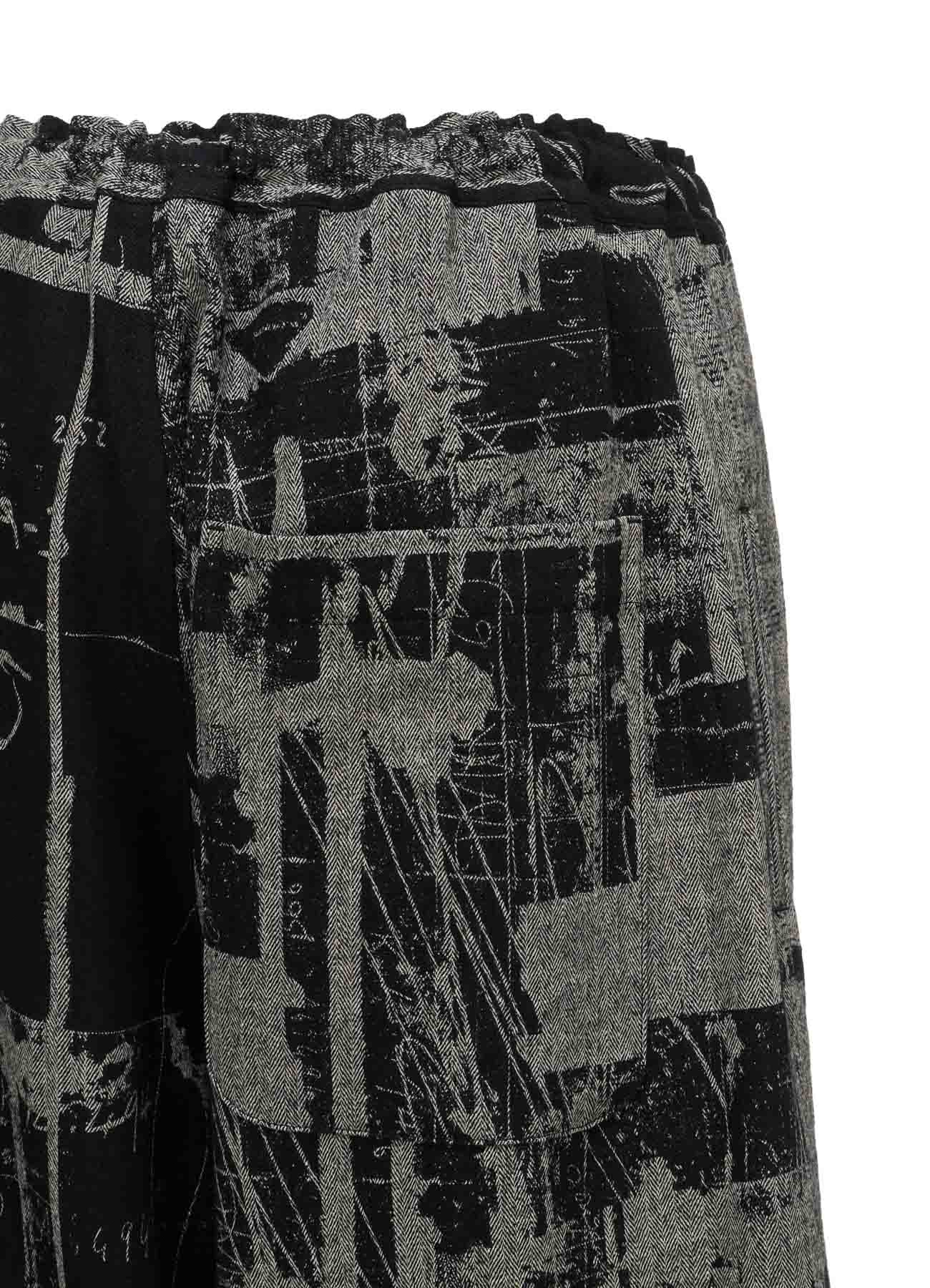 WOOL BLEND HERRINGBONE FRONT CUFFED PANTS
