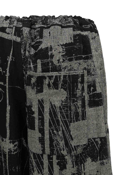 WOOL BLEND HERRINGBONE FRONT CUFFED PANTS