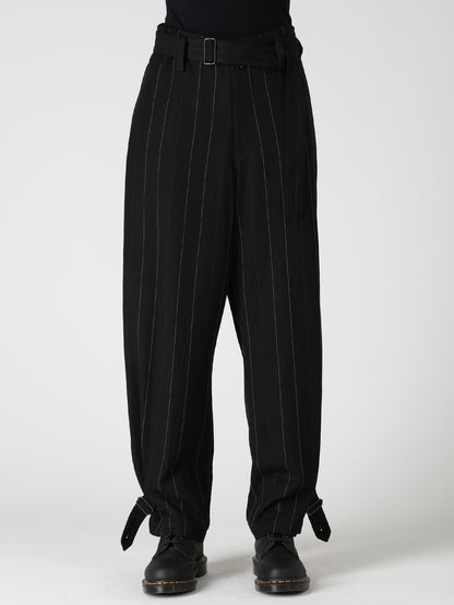 PINSTRIPE BELTED PANTS