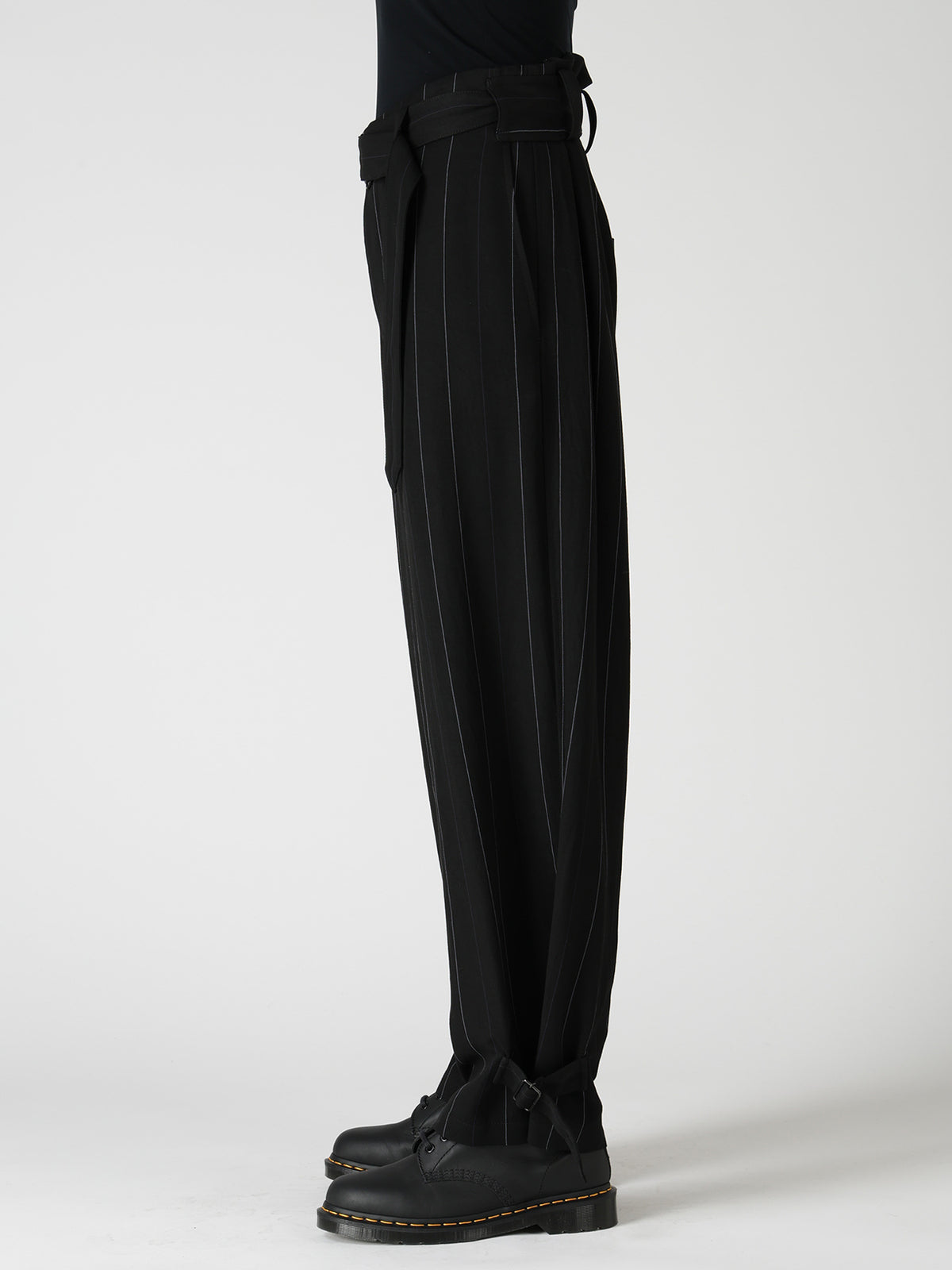 PINSTRIPE BELTED PANTS