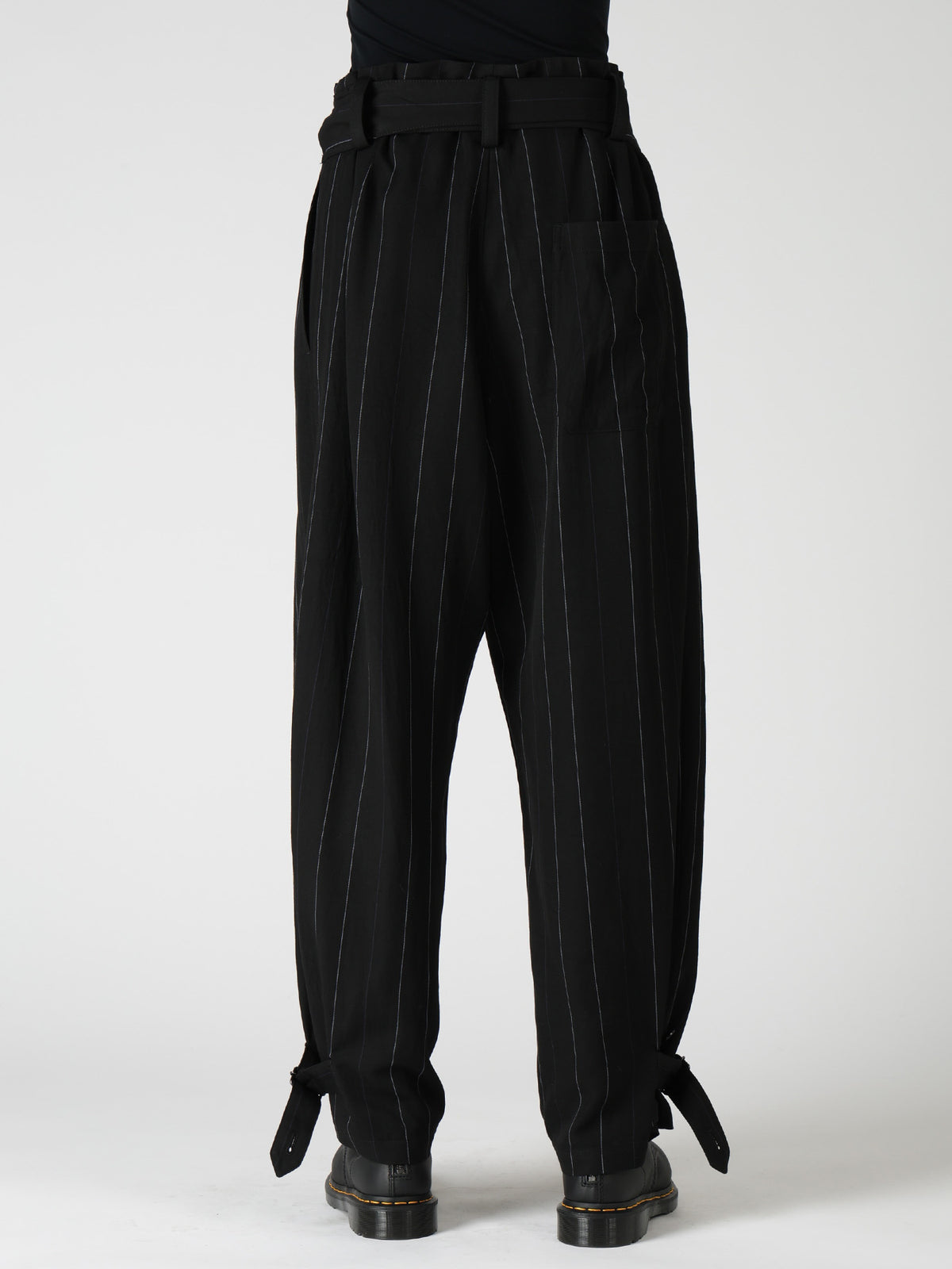 PINSTRIPE BELTED PANTS
