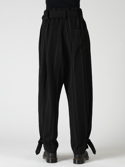 PINSTRIPE BELTED PANTS