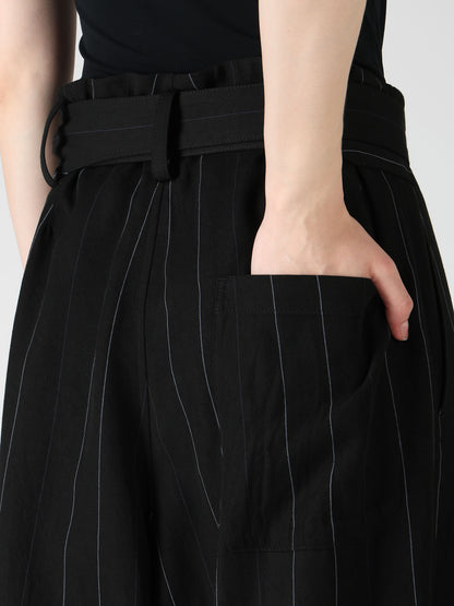 PINSTRIPE BELTED PANTS