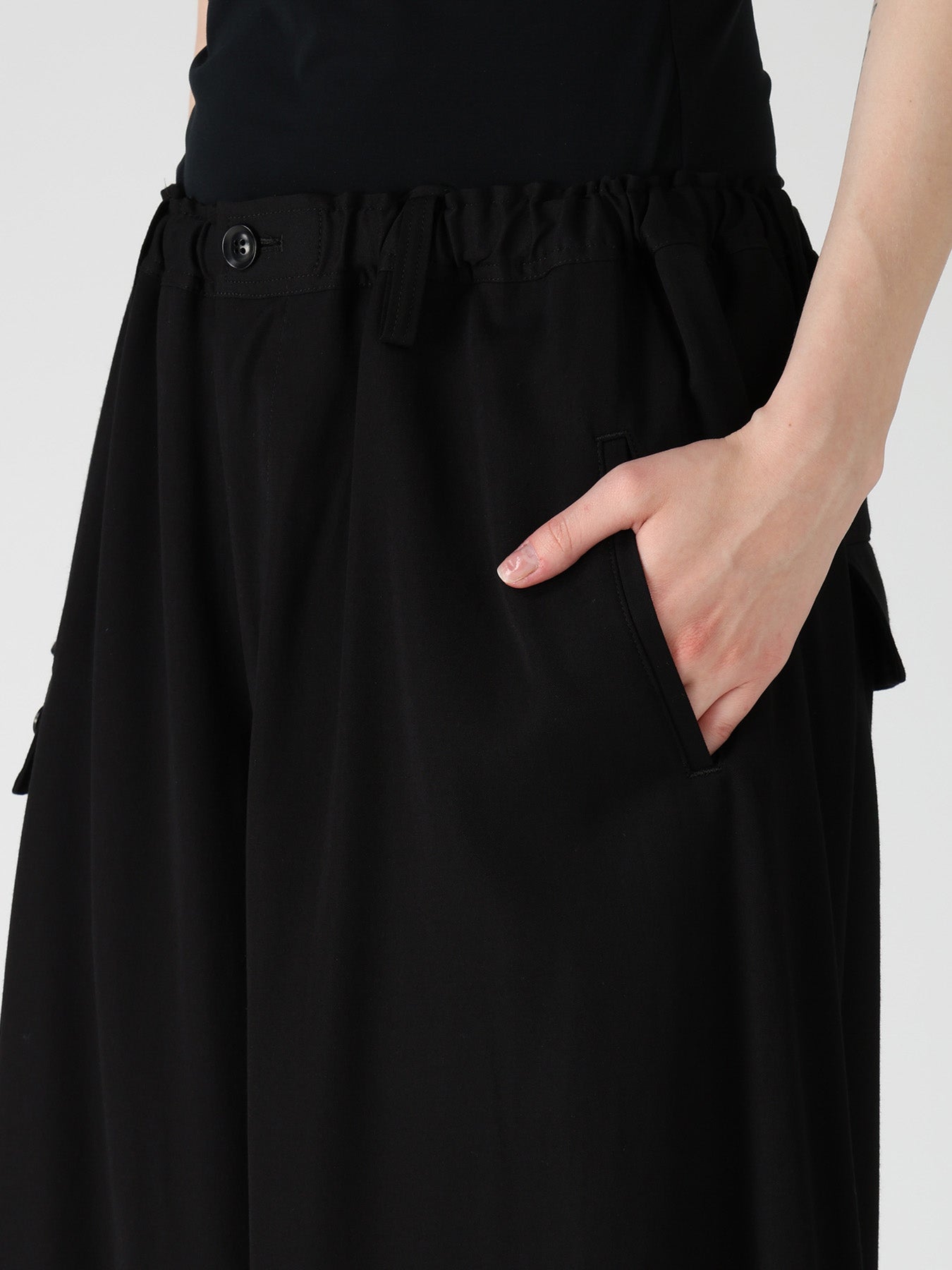 VISCOSE/TRIACETATE BLEND DETACHED PANEL PANTS – THE SHOP YOHJI