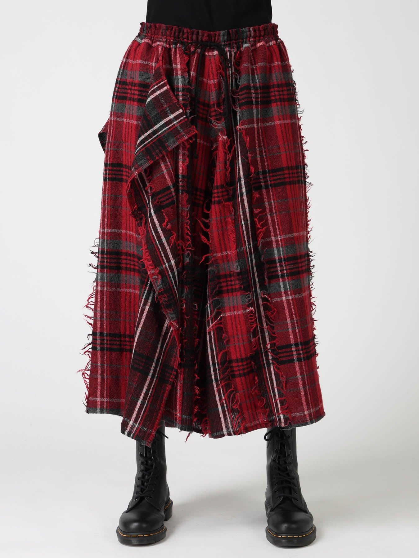 WOOL PLAID CUT JACQUARD DRAPE FLARE PANTS – THE SHOP YOHJI YAMAMOTO