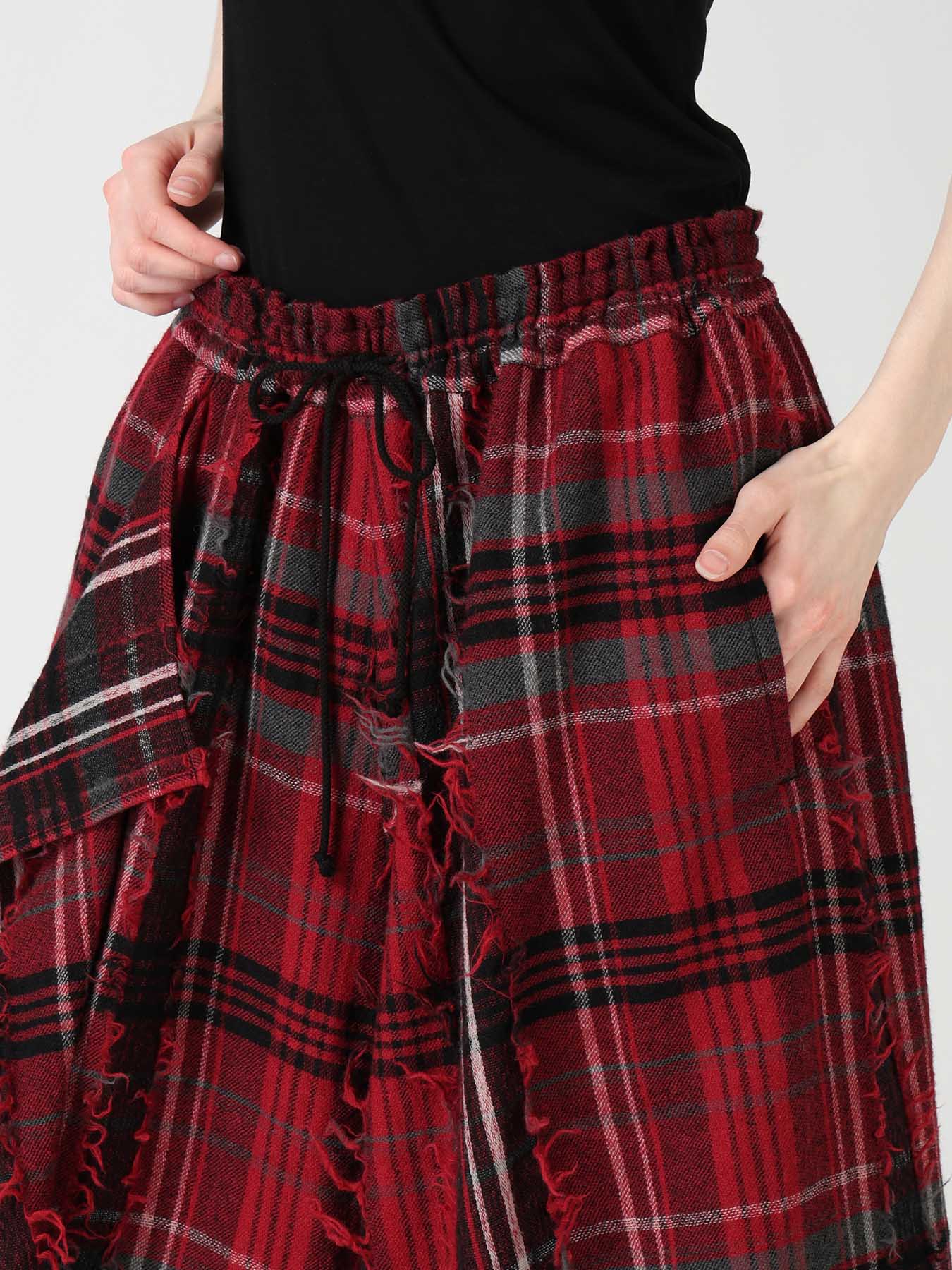 WOOL PLAID CUT JACQUARD DRAPE FLARE PANTS – THE SHOP YOHJI YAMAMOTO