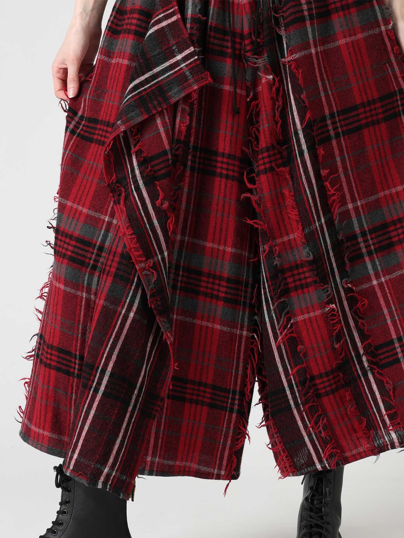 WOOL PLAID CUT JACQUARD DRAPE FLARE PANTS – THE SHOP YOHJI YAMAMOTO