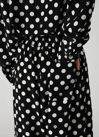 DOT FLOWER PRINT EASY PANTS