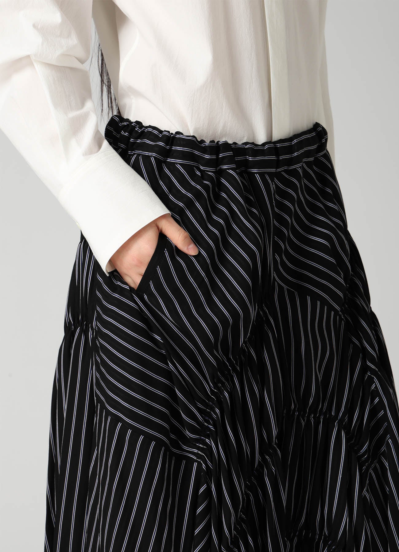 CUPRA STRIPE GATHERED PANTS