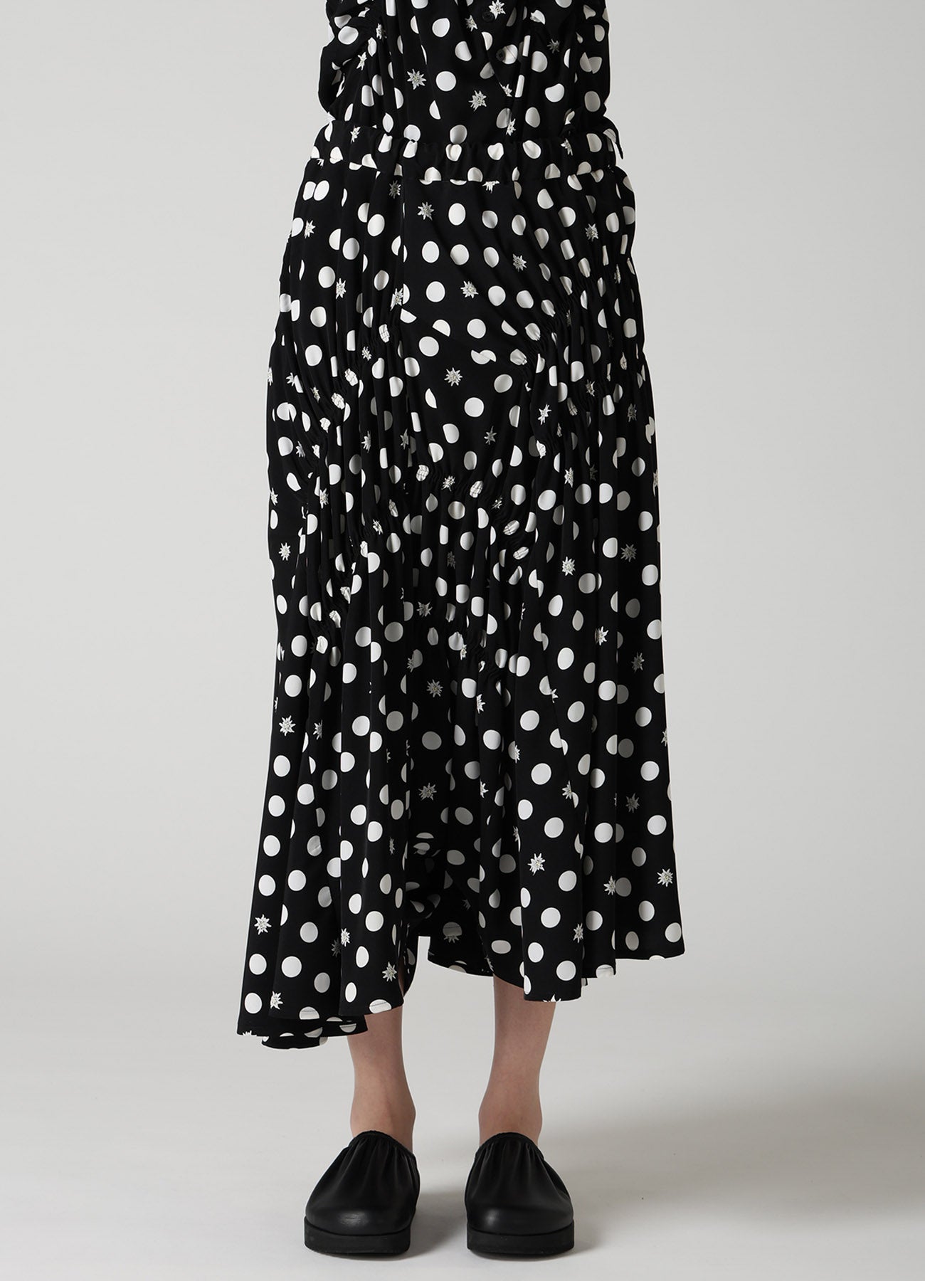 DOT FLOWER PRINT GATHERED PANTS