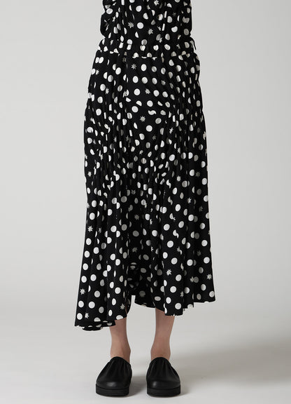 DOT FLOWER PRINT GATHERED PANTS