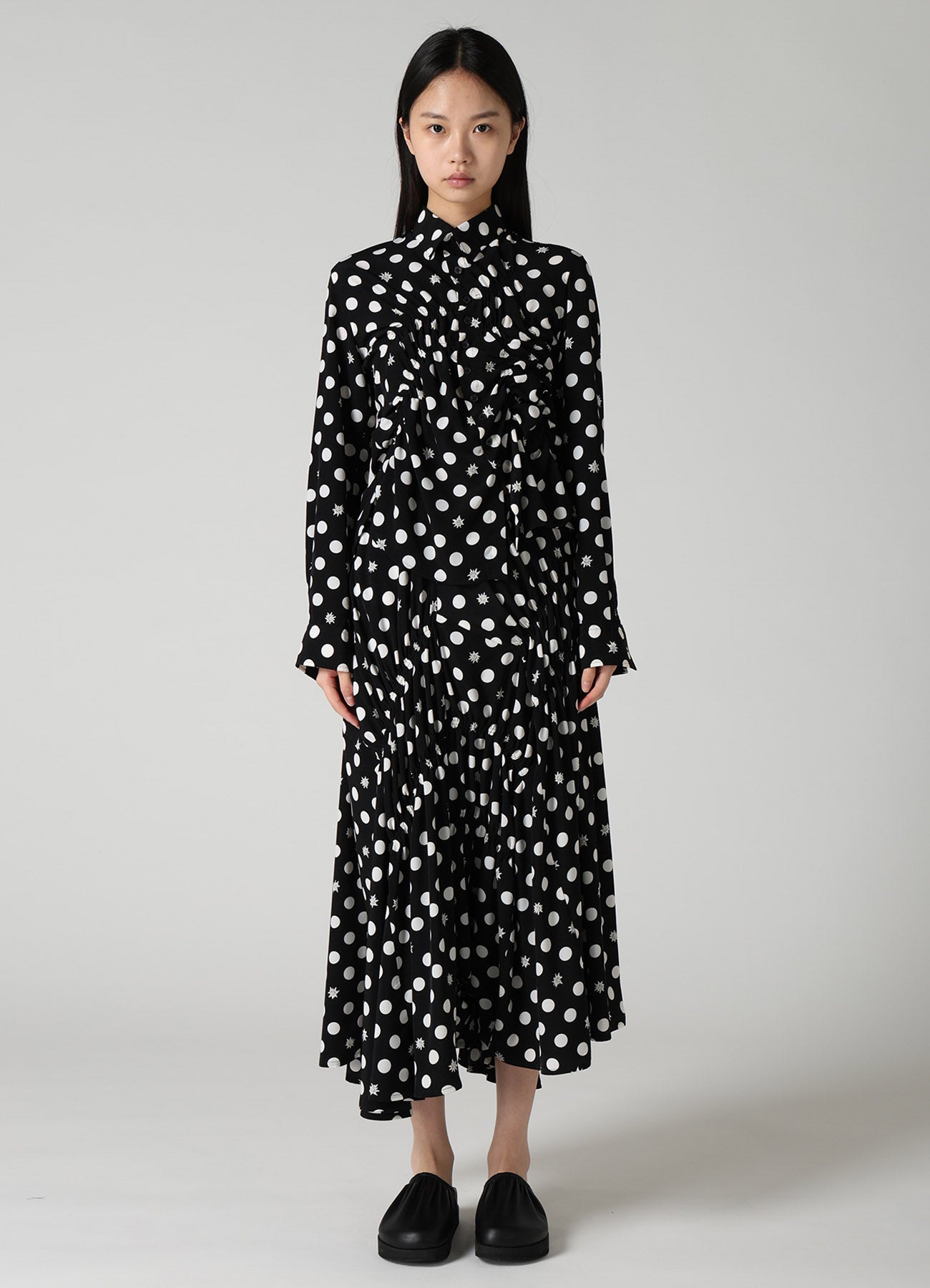 DOT FLOWER PRINT GATHERED PANTS