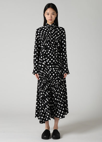 DOT FLOWER PRINT GATHERED PANTS