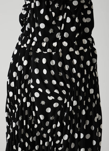 DOT FLOWER PRINT GATHERED PANTS