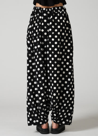 DOT FLOWER PRINT BALLOON PANTS