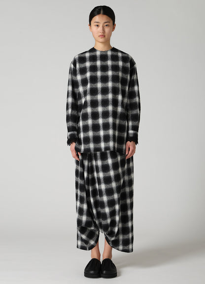 PLAID JACQUARD TUCK PANTS