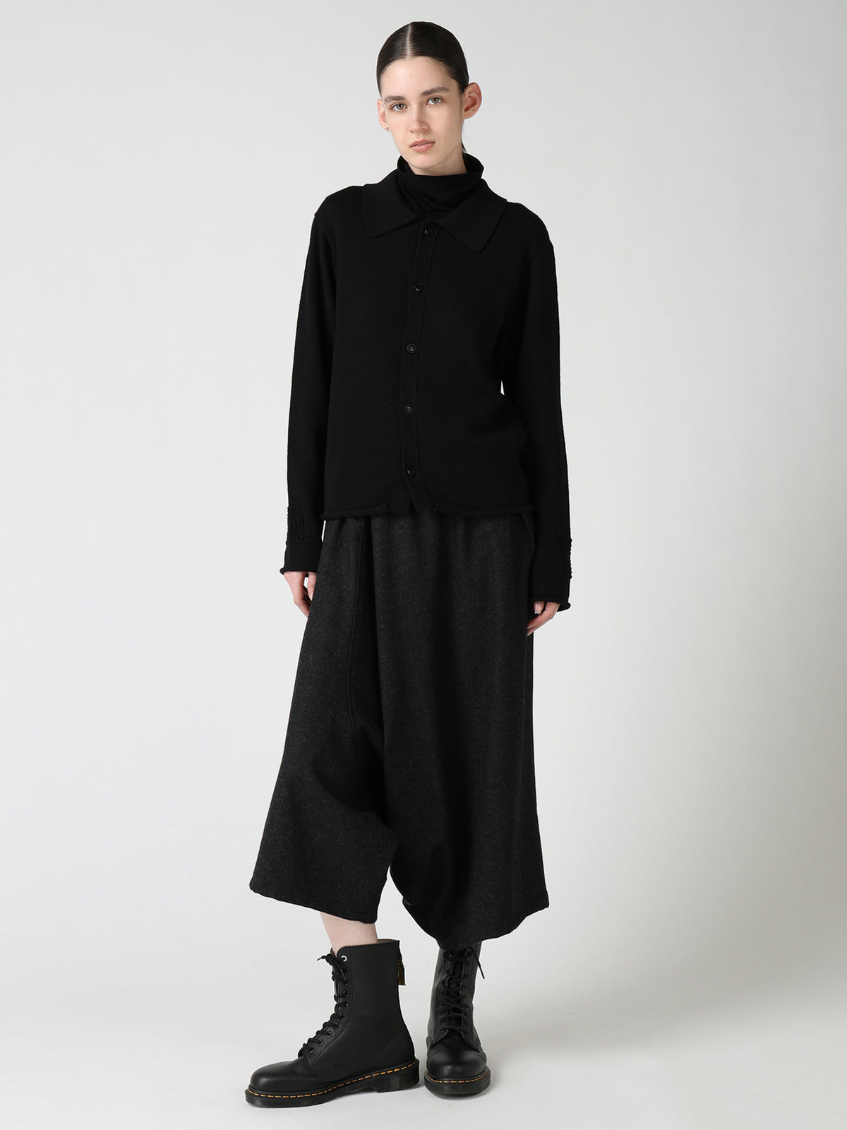 Y'S STITCH WOOL BLEND SAROUEL PANTS