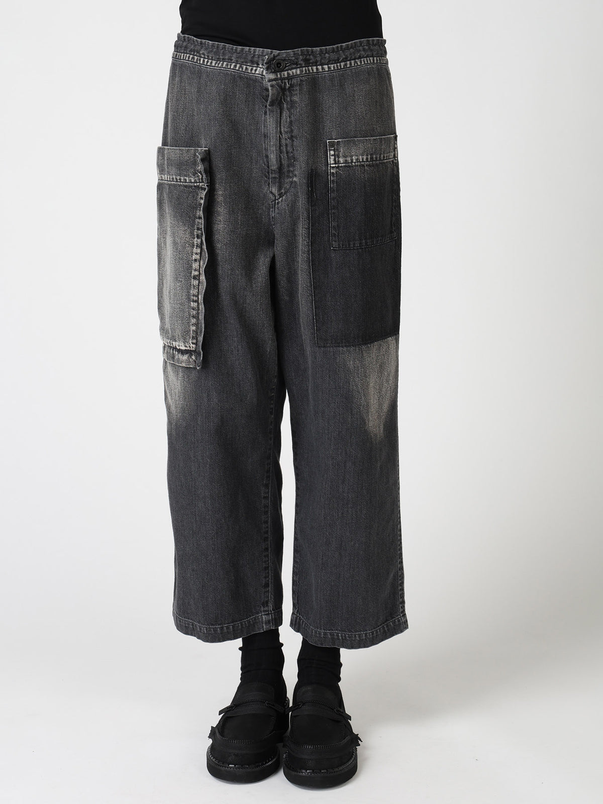 SPOTTED DENIM OUT-POCKET PANTS