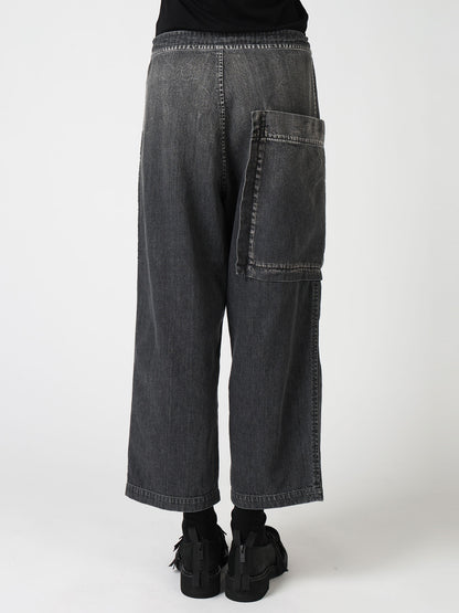 SPOTTED DENIM OUT-POCKET PANTS