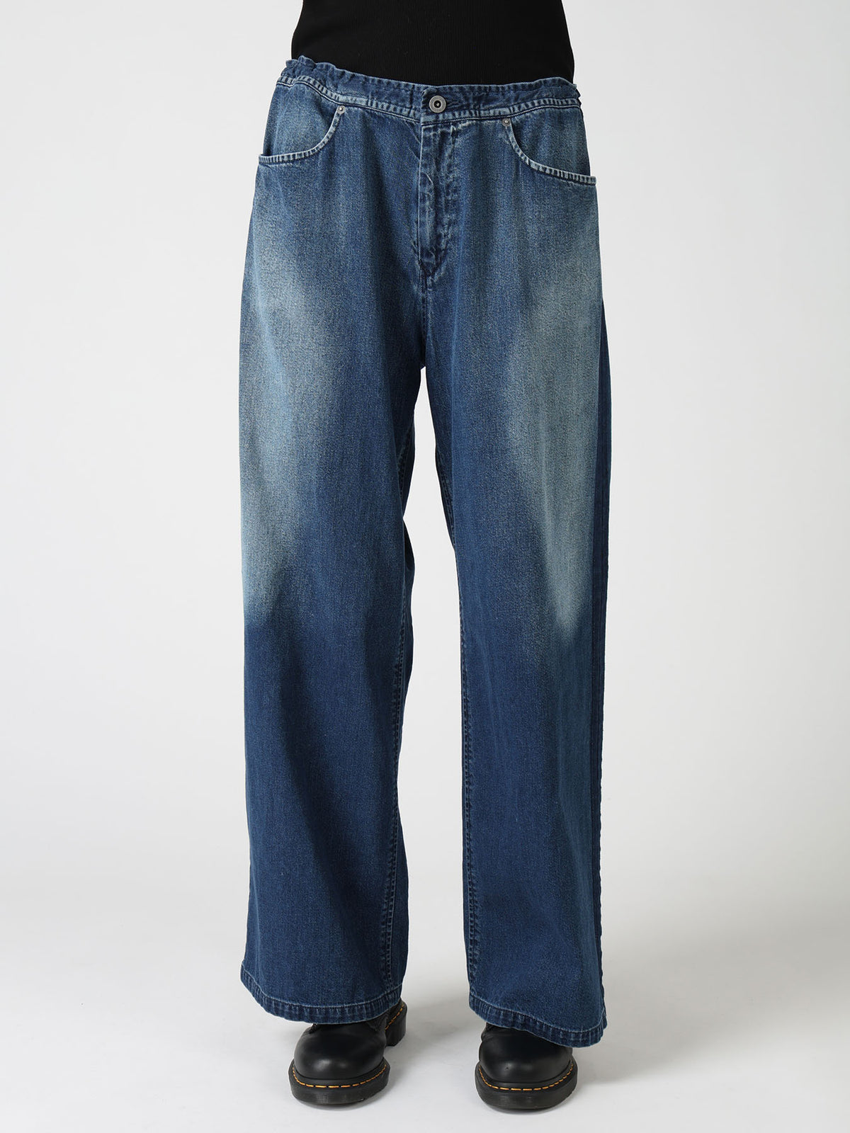 SPOTTED DENIM STRAIGHT PANTS