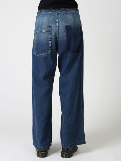 SPOTTED DENIM STRAIGHT PANTS