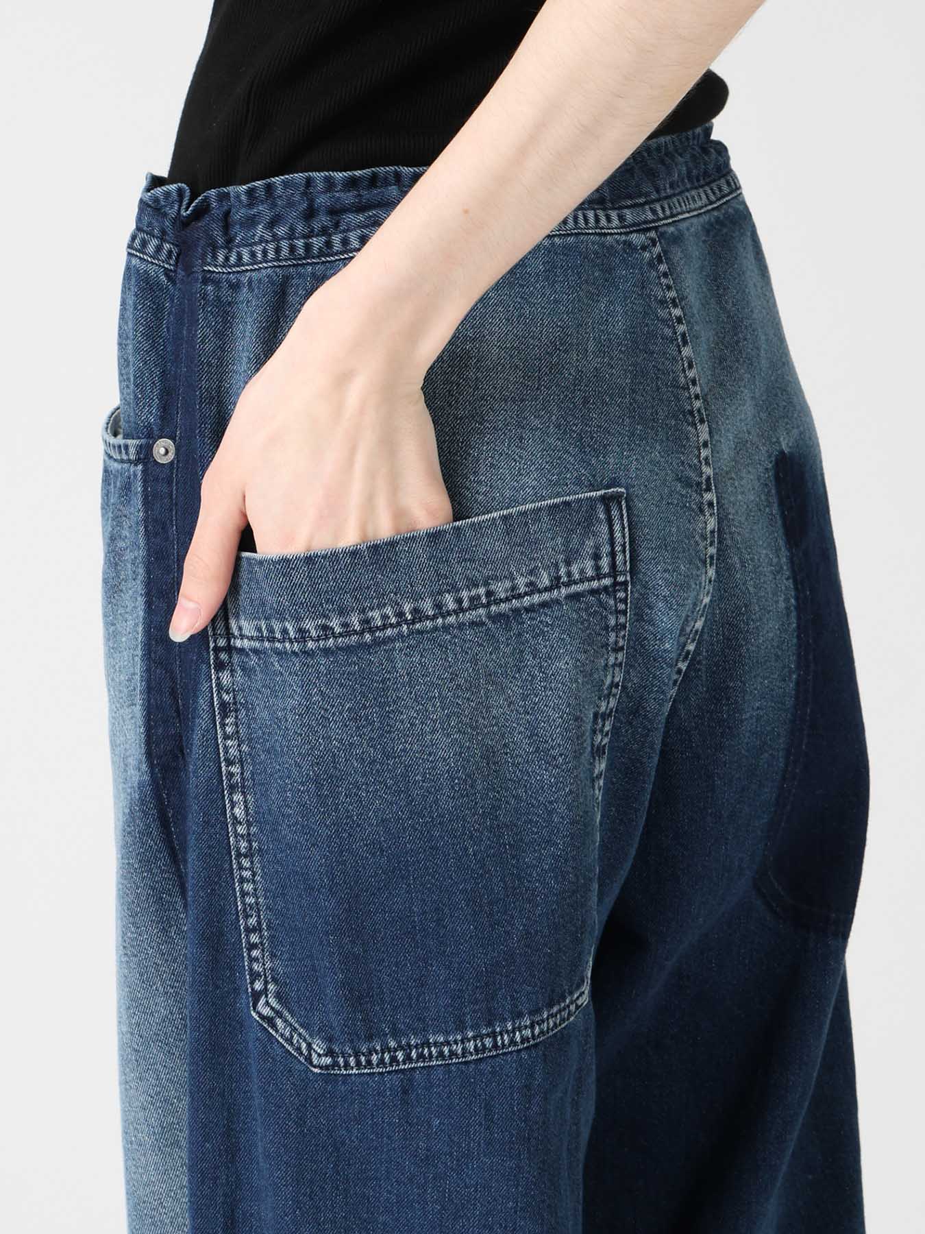 SPOTTED DENIM STRAIGHT PANTS