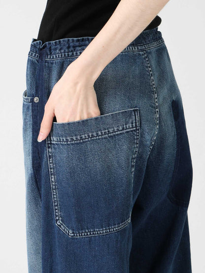 SPOTTED DENIM STRAIGHT PANTS