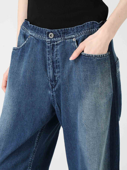 SPOTTED DENIM STRAIGHT PANTS